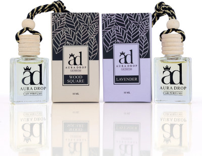 AD Aura Drop WOOD SQUARE+LAVENDER Car Freshener Diffuser Car Hanging/Car Perfumes (20 Ml) Portable Car Air Purifier(Whiite)