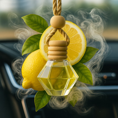 Devogue Lemon Hanging Car Perfume Car Freshener Diffuser Hanging Car Perfume (10 ml) Portable Car Air Purifier(White)
