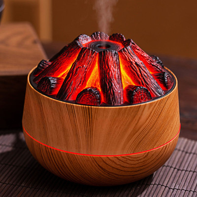 sanbhav Charcoal Fire Essential Oil Diffuser LED Flame Mist Aroma Humidifier Portable Room Air Purifier(Brown)