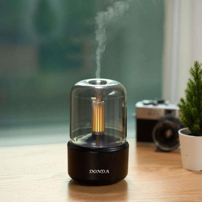 DONDA 2 in 1 Table Lamp and Air Humidifier - Aromatherapy, Candlelight Portable Room Air Purifier(Black)