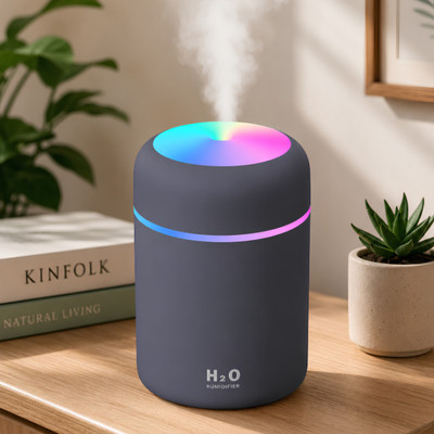 UDropMore Mini Air Humidifier USB Powered, Quiet Mist Diffuser with RGB Night Light, Grey Portable Room Air Purifier(Grey)