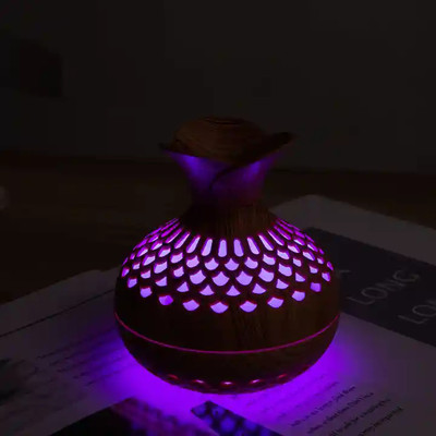 AKR Round Electric USB Mini Humidifier Aroma Oil Diffuser Air Humidifier Office Room Portable Room Air Purifier(brown)