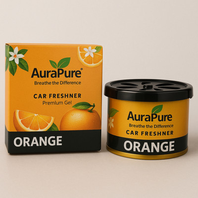 AuraPure Premium Car Air Freshener Gel with Orange Fragrance | Portable Car Air Purifier(Orange & Black)
