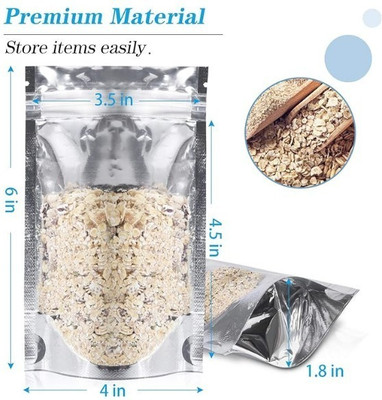GOENKA Resealable Aluminium Air Tight Pouch(Silver Pack of 100)