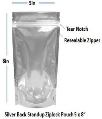 GOENKA Resealable Aluminium Air Tight Pouch(Silver Pack of 100)