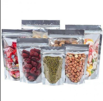 Goenks Resealable Aluminium Air Tight Pouch(Silver Pack of 100)