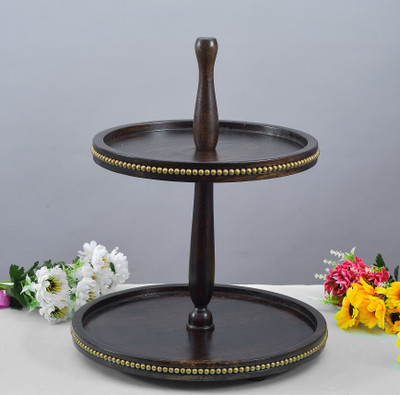 Naturahive Decorative Serving Tray Brown Bead Oval Tray for Coffee Table Rustic Wooden Tray Airfryer Tray