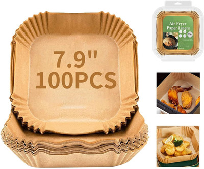 KESOL 100 Pcs Square Air Fryer-Paper Disposable Paper Liner, Baking Paper & Oil-proof Airfryer Tray