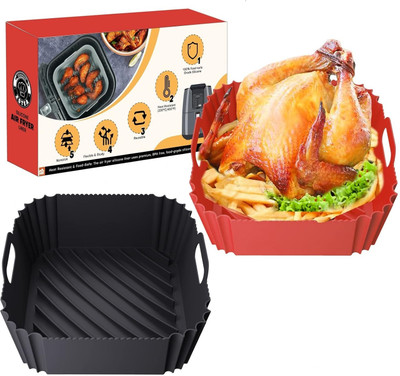 ITUSHA Air Fryer Silicone Liners 7.5in Square Reusable Silicone Air Fryer Mats, 2 Pack Airfryer Tray