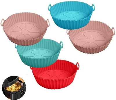 Vamigo Silicone Liners Round Non Stick Reusable Air Fryer Basket-Multi,5PCS Airfryer Tray