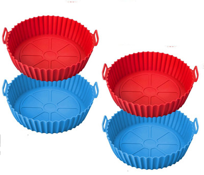 TINSUHG Air Fryer Silicone Basket Round Reusable Baking Tray Cooking Oven Accessories Airfryer Tray