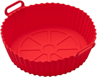 Vamigo Air Fryer Liners I Round Silicone Basket Baking Tray 1PC (RED) Airfryer Tray