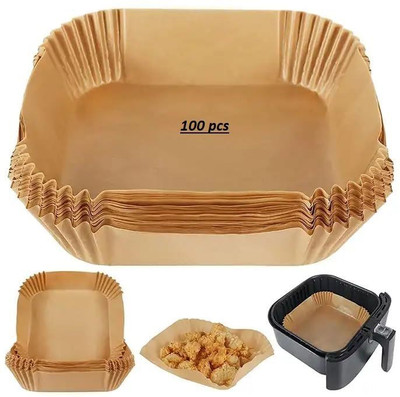 Lalitak Air Fryer Paper Square Non Stick Parchment Paper Sheets Heat Resistant (100pcs) Airfryer Tray