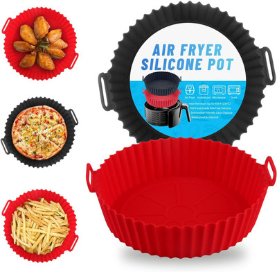 MINITUL Air Fryer Accessories Liners Pot 2 Pack I Round Silicone Basket Baking Tray Airfryer Tray