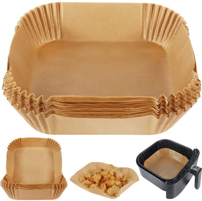GATHA SALES Air Fryer Disposable Paper Liners 100Pcs Oil Proof Parchment Sheets Square Airfryer Tray