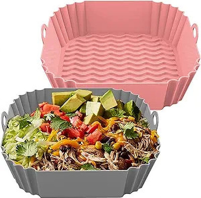LIJIE 2 Pcs Dishwasher Safe Air Fryer Silicone Insert Airfryer Tray