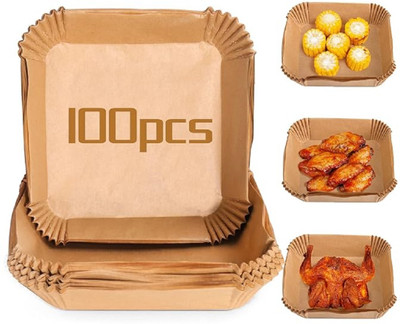 RIDHHANAL 100Pcs Air Fryer Disposable Paper Liner Square Air Fryer Airfryer Tray