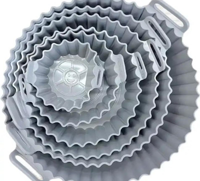 Coozico 6 Pcs Round Reusable Non Stick Air Fryer Accessories Silicone Coating Pot Basket Airfryer Tray