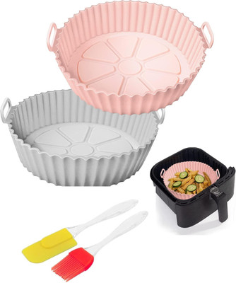 LIJIE 2 Pink and Gray Best Tool for Air Fryer Meals Airfryer Tray