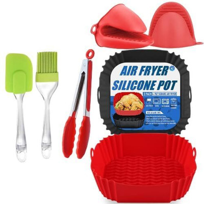 Axenta Square Air Fryer Package - 6 Pack Air Fryer Liners & Accessories - 8.5 inch Airfryer Tray