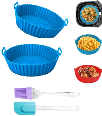 LIJIE Pack of 2 Blue Platinum-Grade Silicone Fryer Insert Airfryer Tray