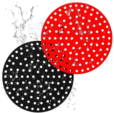TAPAHPRIYAY 2 Round Non-Stick Air Fryer Liners Reusable Silicone Air Fryer Mats Baking pads Airfryer Tray