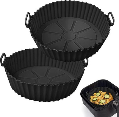 ZOVISU Air Fryer Silicone Basket Round,Airfryer Silicone Pot Bowl, Reusable Airfryer Tray