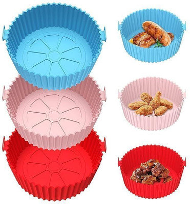 Akshar Enterprise Round Air Fryer Silicone Tray 8 Inch (Multicolor) Airfryer Tray