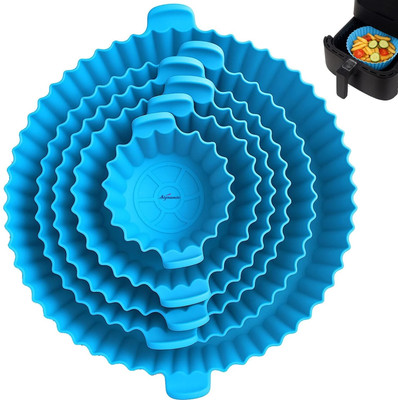 HomiQ 6 Pcs Reusable Air Fryer Silicone Pot Liners - Non-Stick Airfryer Tray