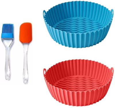 LIJIE 2 Pcs Medical-Grade Round Silicone Mat Airfryer Tray