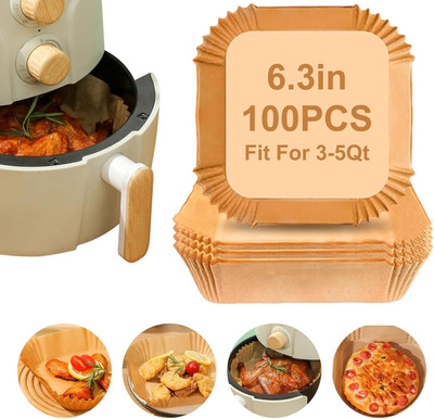 KESOL 100 Pcs Square Air Fryer-Paper Disposable Paper Liner, Baking Paper & Oil-proof Airfryer Tray