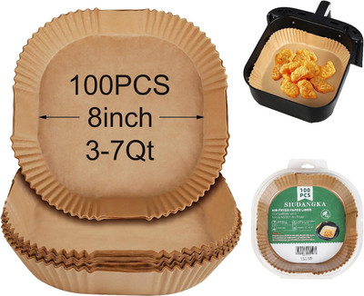 PABUZA 100Pcs Air Fryer Disposable Paper Liner Square Air Fryer(500 L)