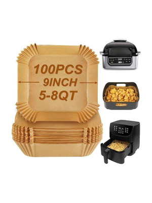 KESOL 100 Pcs Square Air Fryer-Paper Disposable Paper Liner, Baking Paper & Oil-proof Airfryer Tray
