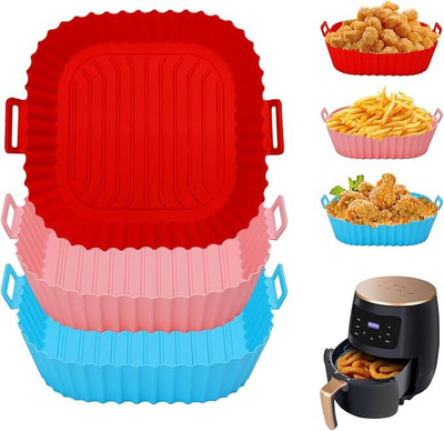 Seseno Pack Of 3 Air Fryer Liner Silicone Square – Heat Resistant Airfryer Tray