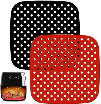 TAPAHPRIYAY 2pcs Silicone Air Fryer Liners Square Reusable Air Fryer Mats Baking Pads Airfryer Tray