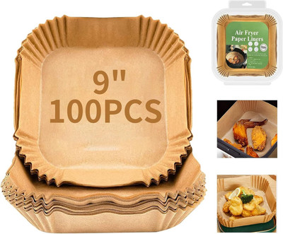 KESOL 100 Pcs Square Air Fryer-Paper Disposable Paper Liner, Baking Paper & Oil-proof Airfryer Tray