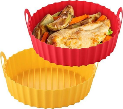 ZOVISU Air Fryer Silicone Round Shape Liners Basket Reusable Baking Tray Cooking Pot Airfryer Tray