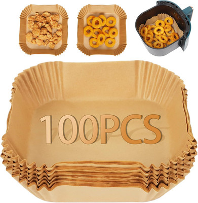 KSHMANIDHAYE 100pcs Parchment Paper, Air Fryer Disposable Paper Liner for Microwave Airfryer Tray