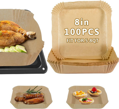 KESOL 100 Pcs Square Air Fryer-Paper Disposable Paper Liner, Baking Paper & Oil-proof Airfryer Tray