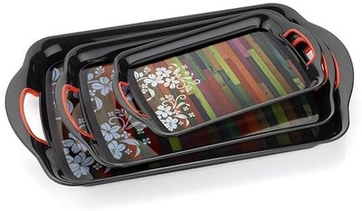 isazora Black Patta Serving Tray (Set Of 3) Airfryer Tray