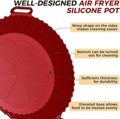 Prefect 1 Pcs Round Silicon Reusable, Non-stick,Multicolor Airfryer Tray