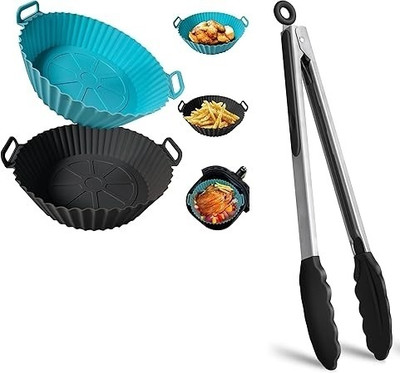 ZVOZAR ROUND AIR FRYER TRAY WITH SILICONE TONG Airfryer Tray
