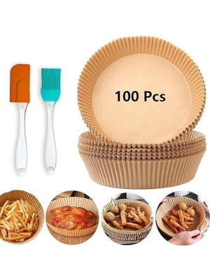 Ipsit 100PCS Fryer-Paper Disposable Paper, Baking Paper & Oil-proof with Oil Brush Airfryer Tray
