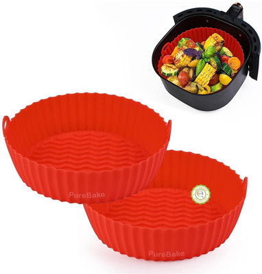 SBTs 2 Round Silicon Air Fryer Tray Red Airfryer Tray