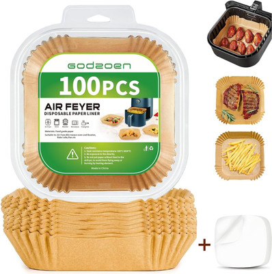 OTIFO Air Fryer Disposable Paper Liners Square Non-Stick Parchment Paper(100PCS,8inch) Airfryer Tray