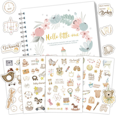 HASTHIP DIY Baby Memory Book Hello Little One Hardcover Album with Stickers Album(Photo Size Supported: NA)
