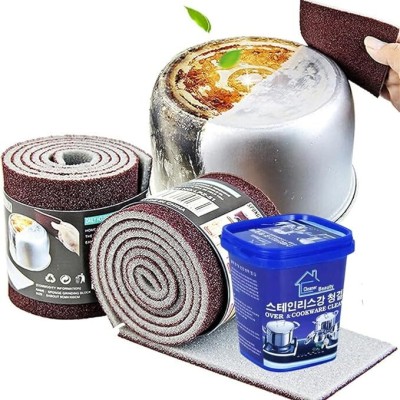 HVG TRADERS Kitchen Cleaning Kit: Oven & Cookware Cleaner Powder + Sponge Roll Kitchen Cleaner(500 g)