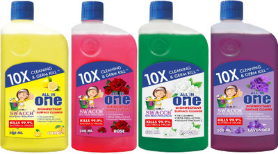swacch Surface & Floor Cleaner Combo Pack of 4 Lemon , Rose , Mogra & Lavender(2 L)