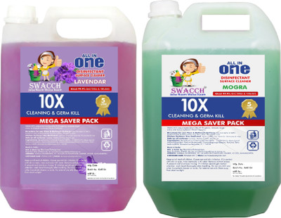 swacch Floor Cleaner Liquid I Surface Cleaner Liquid Combo Pack of 2 Lavender & Mogra(10 L)