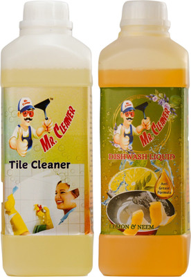 Mr. Cleaner Combo Pack - Tile Cleaner & Utensil Cleaner for Sparkling Floors and Kitchenware(1 L, 1 L)